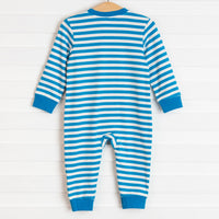 Boo! Ghost Boy Romper, Blue Stripe