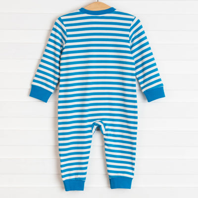 Boo! Ghost Boy Romper, Blue Stripe
