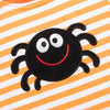 Spooky Spider Applique Boy Romper, Orange Stripe