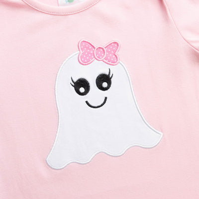 Ghoul Friend Applique Romper, Pink