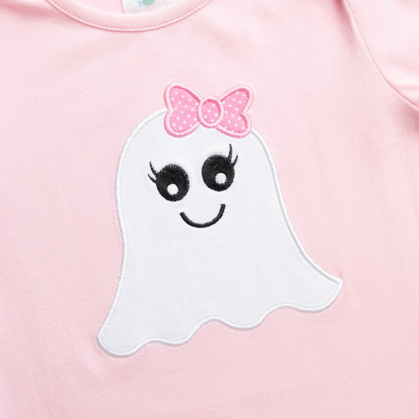 Ghoul Friend Applique Romper, Pink