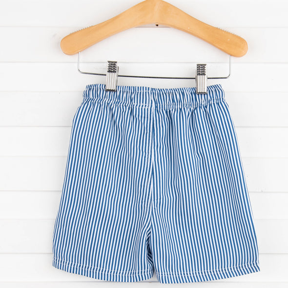 Nautical Navy Stripes Swim Trunks, Navy