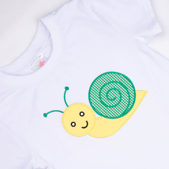 Sweet Snail Applique Shirt, White