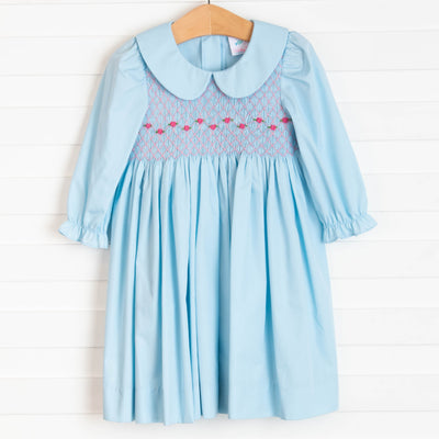 Rose-y Cheeks Smocked Dress, Blue