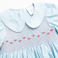 Rose-y Cheeks Smocked Dress, Blue