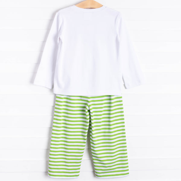 Lucky Day Applique Pant Set, Green