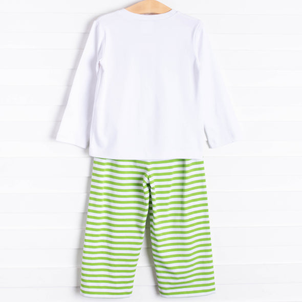 Lucky Day Applique Pant Set, Green