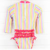 Sorbet Striped Long Sleeve One Piece Rashguard, Pink