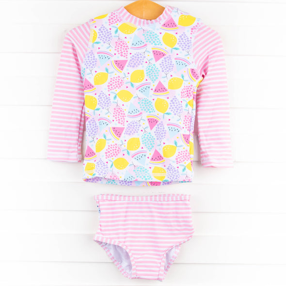Fruit Stand Favorites Rashguard Bikini, Pink