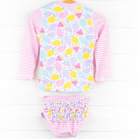 Fruit Stand Favorites Rashguard Bikini, Pink