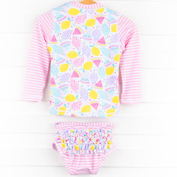 Fruit Stand Favorites Rashguard Bikini, Pink