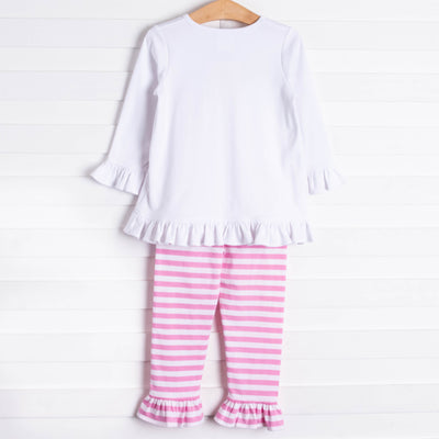 Lucky Day Applique Ruffle Pant Set, Pink