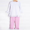 Lucky Day Applique Ruffle Pant Set, Pink