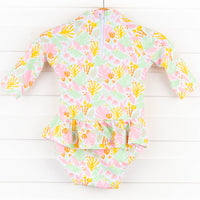 Palm Leaf Paradise Long Sleeve One Piece Rashguard