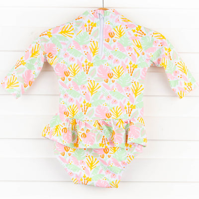 Palm Leaf Paradise Long Sleeve One Piece Rashguard
