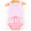 Tickled Pink Gingham Peplum One Piece, Pink
