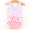 Tickled Pink Gingham Peplum One Piece, Pink