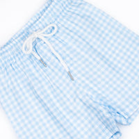 Clear Waters Gingham Swim Trunks, Blue