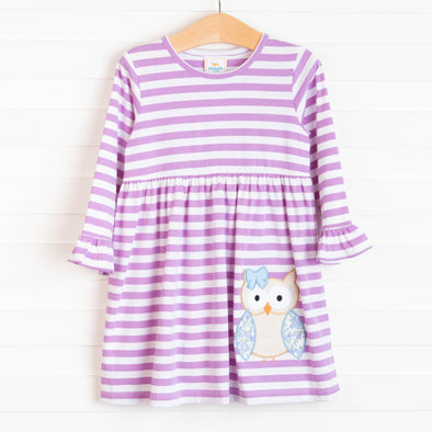 Owl Be There Applique Dress, Purple