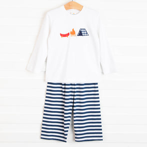 Summer Camp Applique Pant Set, Navy