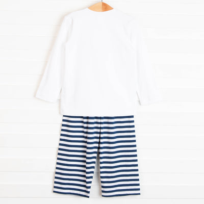 Summer Camp Applique Pant Set, Navy