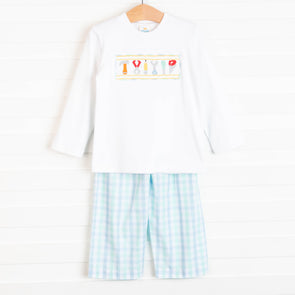 Little Helper Smocked Pant Set, Blue