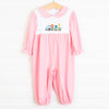 Zoo Express Embroidered Romper, Pink