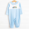 Zoo Express Embroidered Romper, Blue