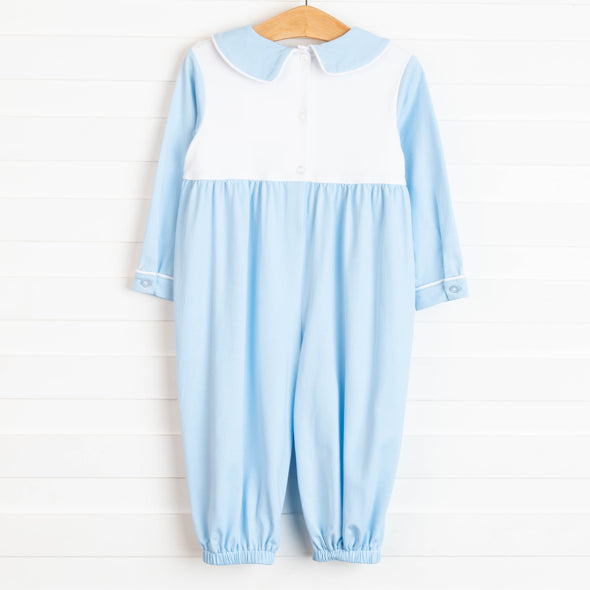 Zoo Express Embroidered Romper, Blue