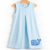 Whale Watching Applique Dress, Blue