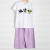 Fleur de Fun Embroidered Pant Set, Purple