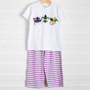 Fleur de Fun Embroidered Pant Set, Purple