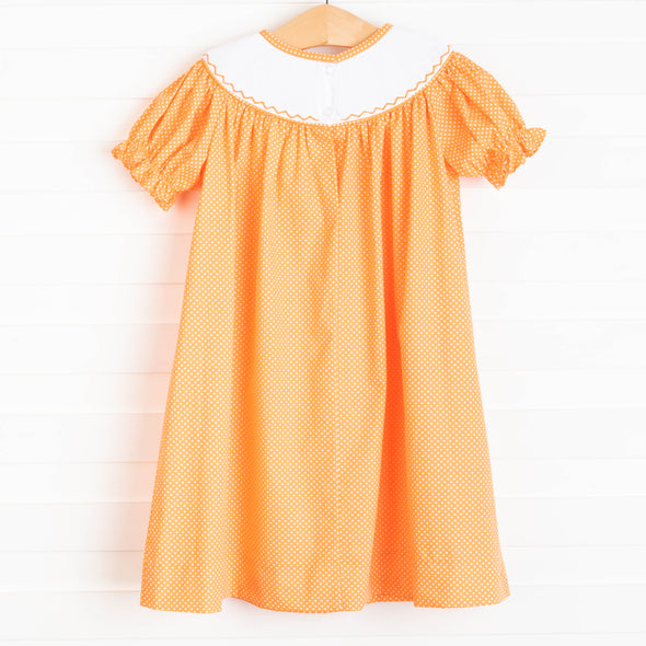 Candy Corn Cutie Smocked Dress, Orange
