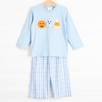 Boo Crew Applique Pant Set, Blue