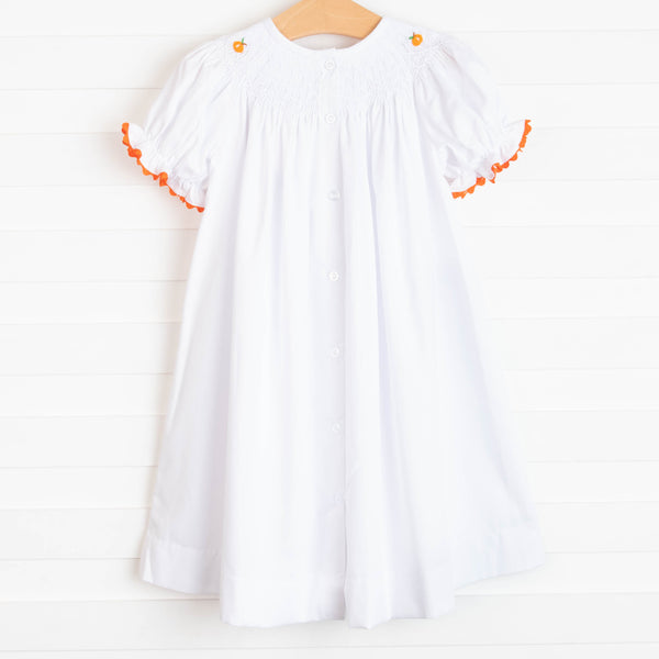 Pick of the Patch Smocked Dress, White