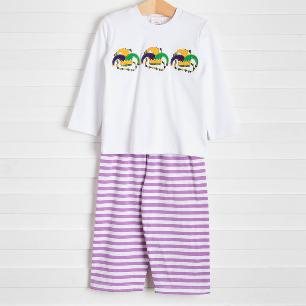 It's All in Jest Applique Pant Set, Purple
