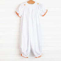 Pick of the Patch Smocked Bubble Romper, White