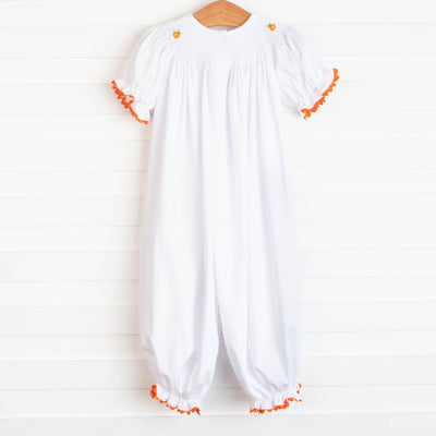 Pick of the Patch Smocked Bubble Romper, White