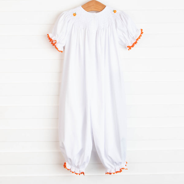 Pick of the Patch Smocked Bubble Romper, White