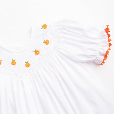 Pick of the Patch Smocked Bubble Romper, White