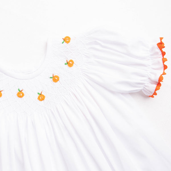 Pick of the Patch Smocked Bubble Romper, White