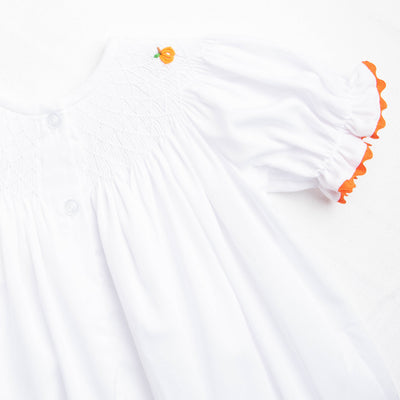 Pick of the Patch Smocked Bubble Romper, White