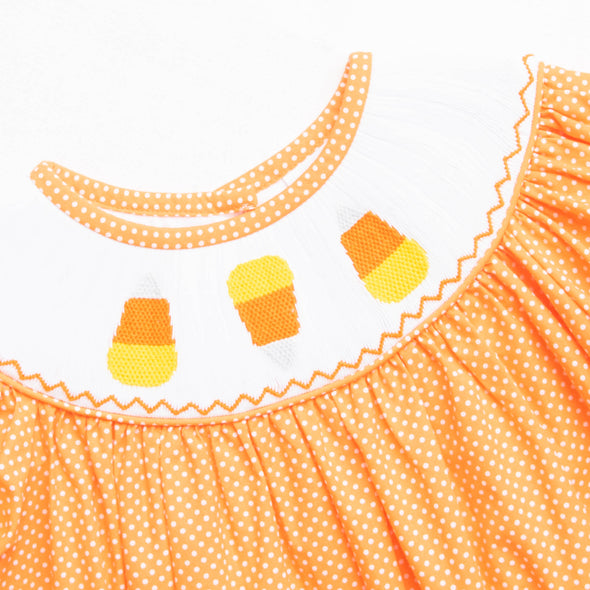 Candy Corn Cutie Smocked Dress, Orange