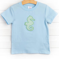 Sea Horse Applique Shirt, Blue