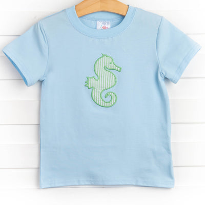 Sea Horse Applique Shirt, Blue