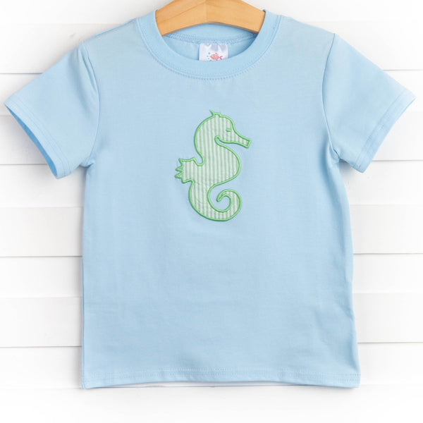 Sea Horse Applique Shirt, Blue