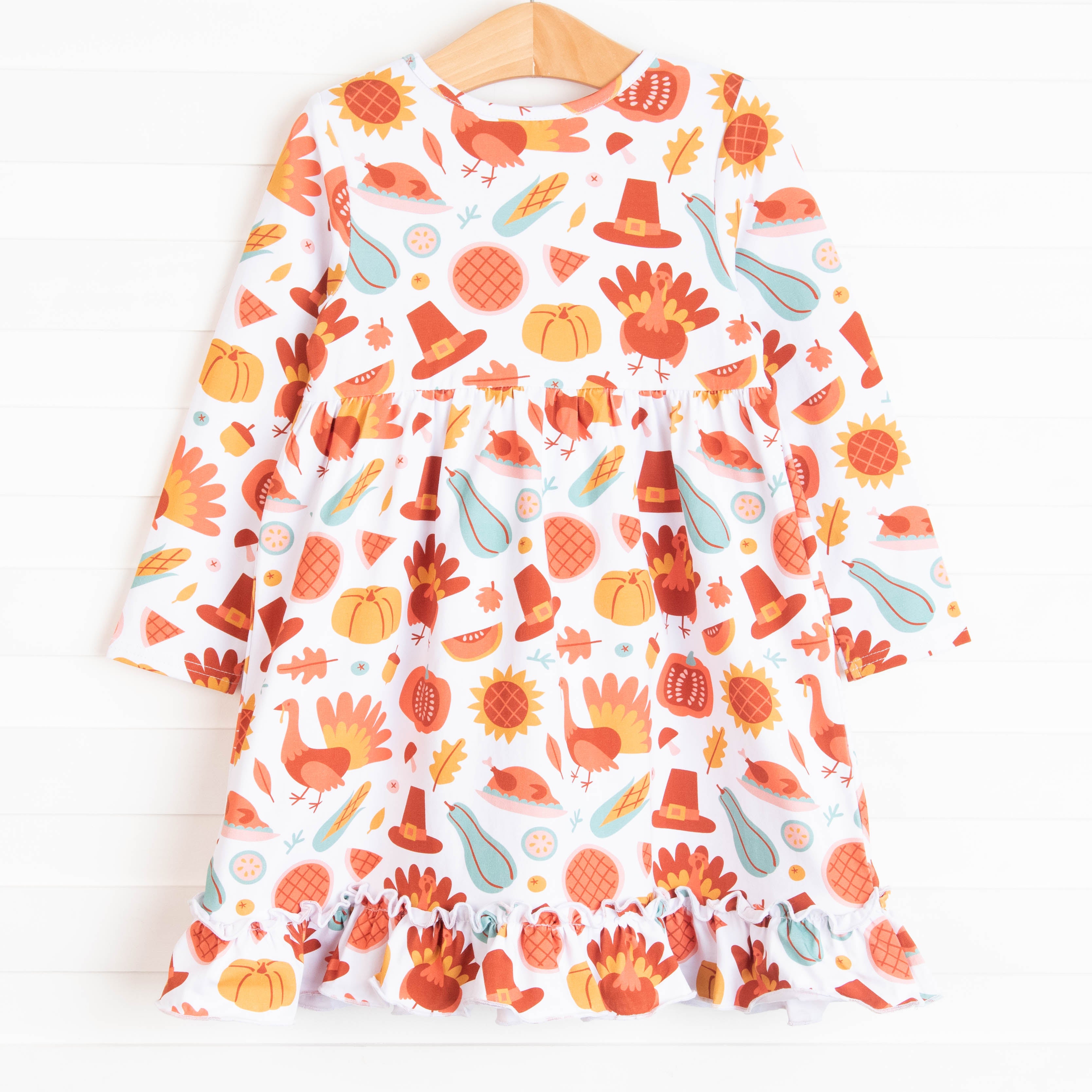 orange dress for thanksgiving Millie Loves Lily Toddler Girls Orange Gingham Thanksgiving Parade Border Dress Size (2T-12)