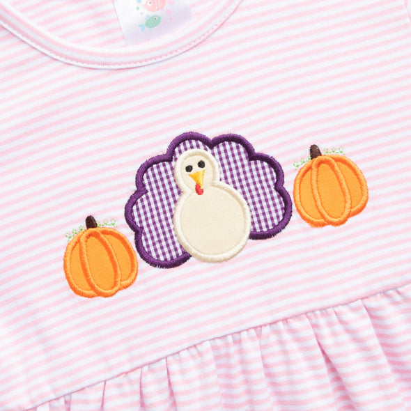 Count Your Blessings Applique Dress, Pink Stripe