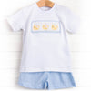 Whale of a Time Smocked Short Set, Light Blue Stripe