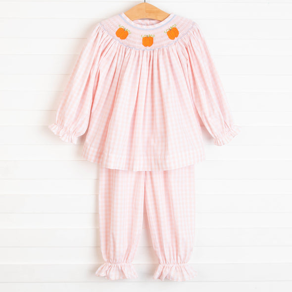 Little Pumpkin Trio Smocked Ruffle Pant Set